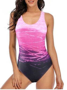 Zando Ombre Pink to Black One-Piece Swimsuit